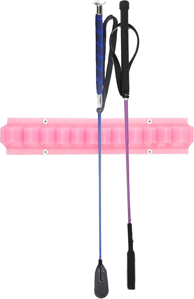 Horse Whip Crop Holder Rack Wall Mounted Bracket Hanger Horse Trailer Accessories for Tack Room (Pink)