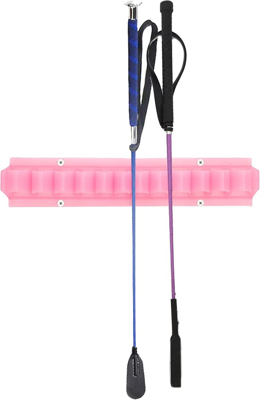 Horse Whip Crop Holder Rack Wall Mounted Bracket Hanger Horse Trailer Accessories for Tack Room (Pink)