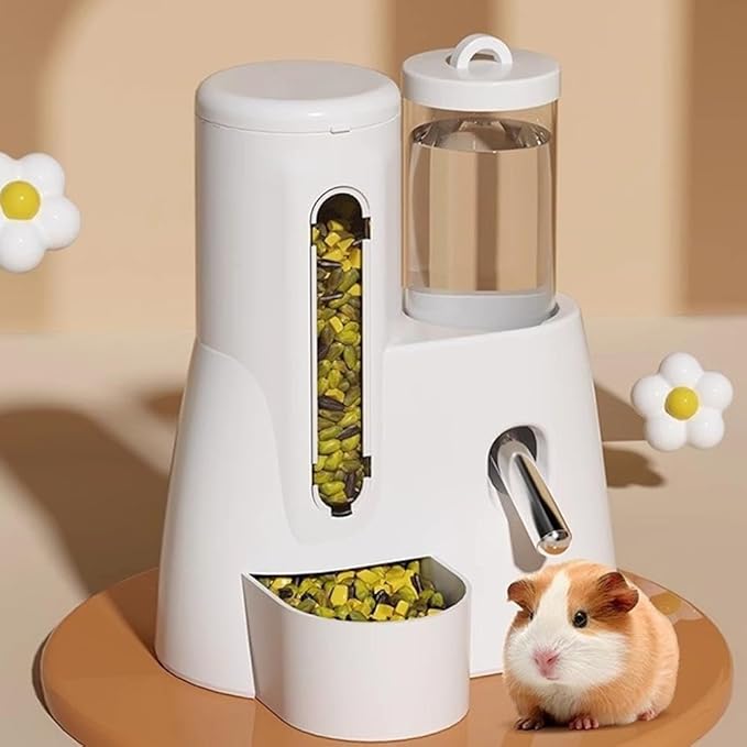 2-in-1 Hamster Water Bottle & Food Dispenser,Hamster Water Bottle,No Drip Small Animal Drink Bottle, Cage Accessories for Dwarf Hamster Squirrel Hedgehog