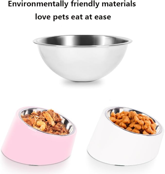 Pink Elevated Dog Bowl Set - 15° Tilted Slow Feeder (3 Sizes & 7 Colors), Anti-Choking Design with Non-Slip Base - BPA-Free for Small/Medium/Large Dogs (Pink, l)