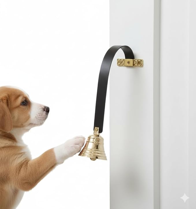 Roorkee Instruments Dog Doorbell Solid Brass Bell, Premium Quality Dog Training Bell for Loud Clear Sound, Metal Dog bell with Screws for disciplining, Doorbell For Stores, Restaurants, Bar and Hotel.