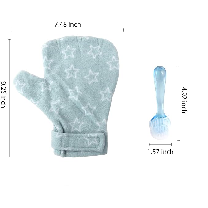 1Pcs Bite-resistant Gloves Adjustable Hamster Bite Proof Glove and Grooming Brush Set Soft Cleansing Brush Massage Combs, Guinea Pig Brush, Hamster Care Set for Hamsters, Ferrets, Hedgehog (Sky blue)