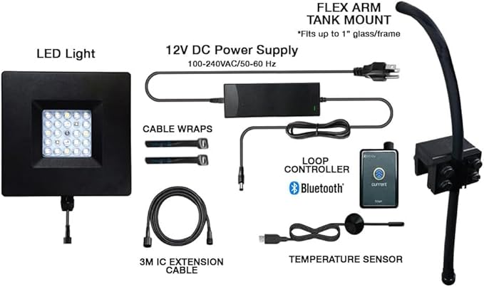 CURRENT Orbit R24 95W Reef LED Light with Loop Bluetooth Control & 24-Hour Timer | Flex Arm Mount | Saltwater & Marine Aquarium Lighting for LPS & SPS Corals (4440)
