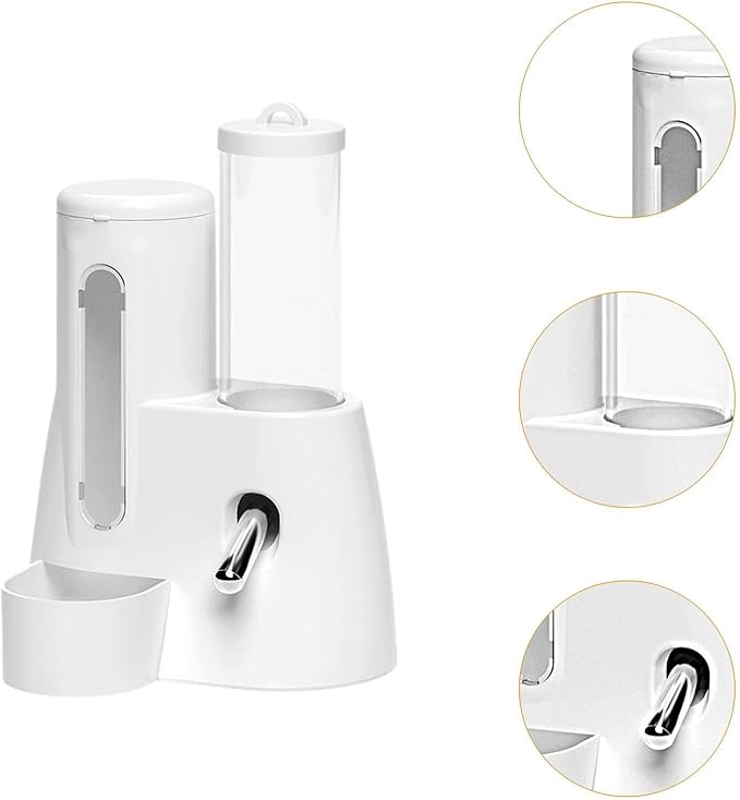 Baoblaze Automatic Hamster Feeder Food Dispenser Hamster Water Bottle Lightweight Clear Food Container for Ferrets Gerbils Chinchillas, White, 125ml