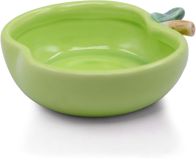 Small Ceramic Guinea Pig Food Bowl Cute Hamsters Food and Water Bowl Ferret Rat Chinchilla Rabbit Feeding Dish Young Animal Feeder (Green)