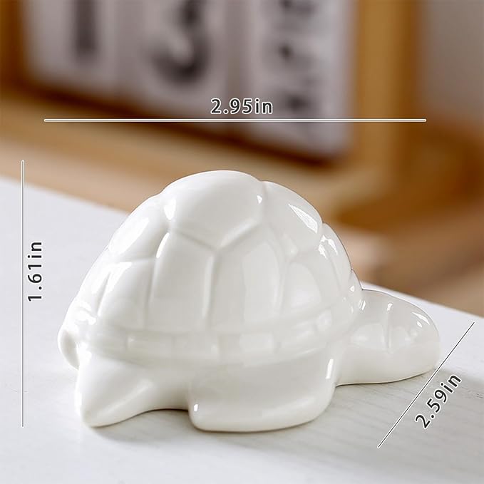 Ceramic Sea Turtle Figurine for Aquarium Decor, Penjing Rockery Scenery, Miniature Garden & Coastal Home Accent (White)