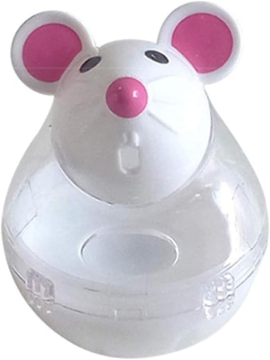 White Interactive Toys for Cats, Cat Food Balls Slow Feeder Mice Shaped Tumbler, Pet Kitten Mouse Shape, Food Storage Dispenser, Feeder, for Indoor and Kitten Exercise