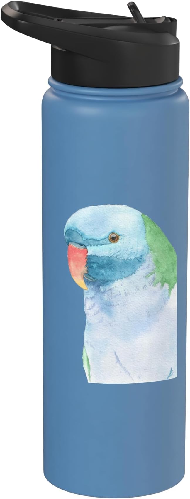 Red-brested moustached parakeet watercolor parrot portrait Stainless Steel Insulated Water Bottle
