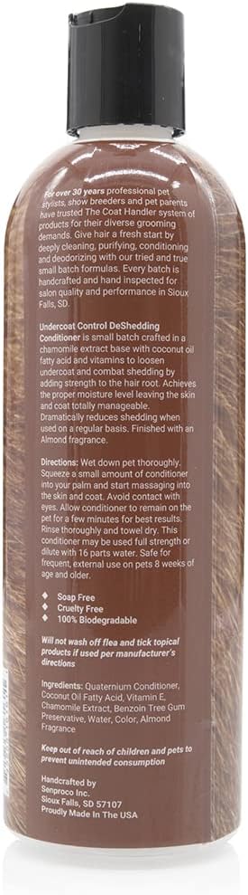 The Coat Handler Undercoat Control Deshedding Conditioner, 16 oz - Combats and Reduces Shedding, Undercoat Removal, Omega 3 & 6 Rich, Vitamin E Infused
