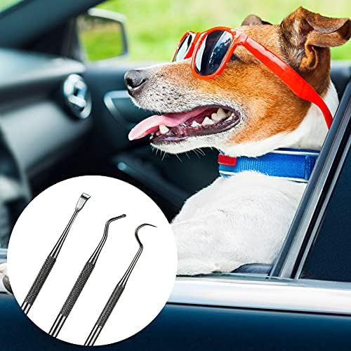 Hotop 3 Pieces Dog Dental Tooth Scaler and Scraper Stainless Double Headed Tarter Removing Tool Scraper Pet Teeth Cleaning Tools for Dog and Cat (Silver)