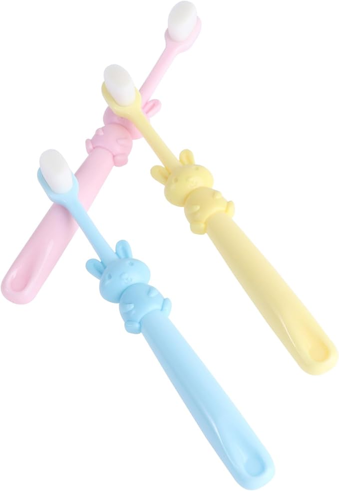 SOIMISS 3pcs Toothbrushes Manual Soft Bristles Cartoon Rabbit Design for Oral Care Ages 2-8 Dental Cleaning Tool