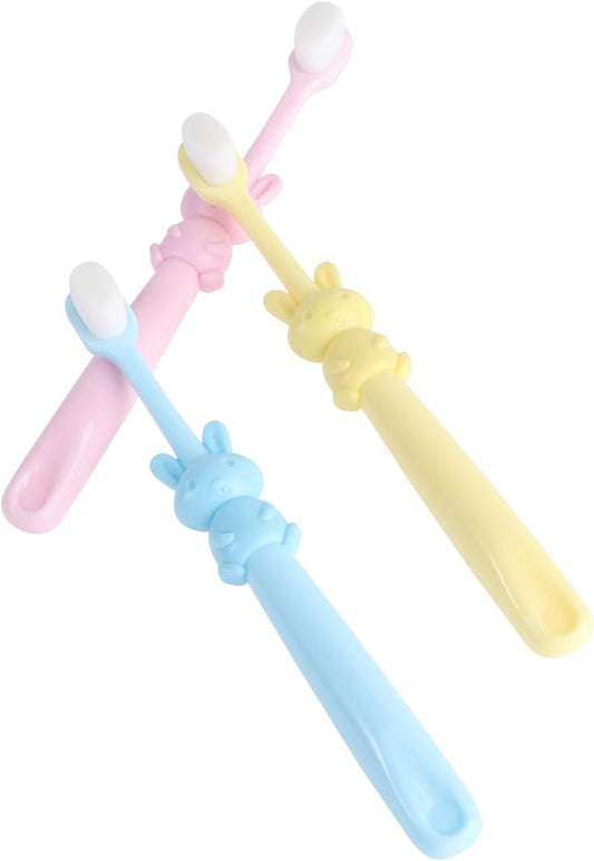 SOIMISS 3pcs Toothbrushes Manual Soft Bristles Cartoon Rabbit Design for Oral Care Ages 2-8 Dental Cleaning Tool