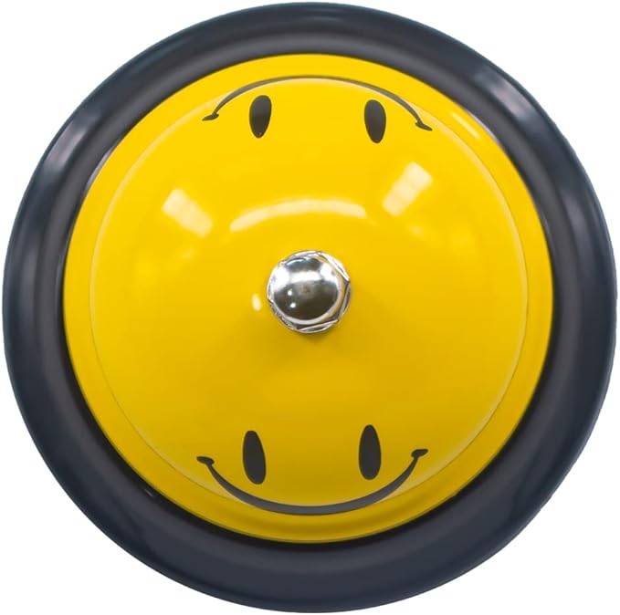 1 Pack Call Bell, Desk Service Bell, 3.35 Inch Diameter Metal Bell for Hotels, Schools, Pet Dog Training(Yellow, Smile)