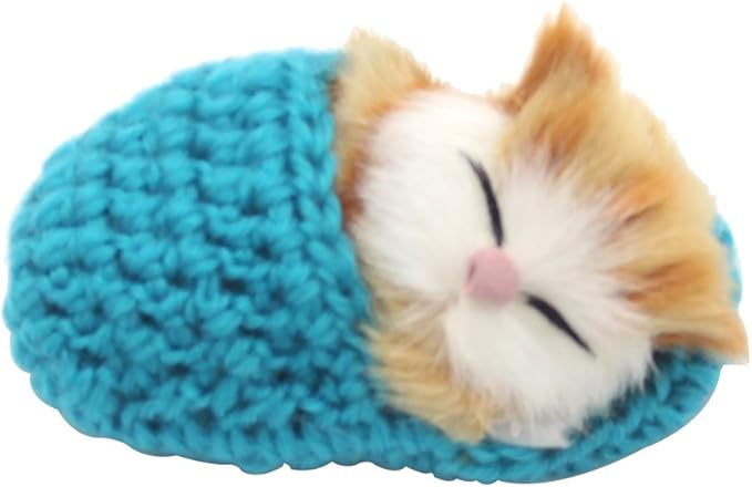 4Pcs Sleeping Cat in Slipper Doll Toy, Mini Kitten in Shoe with Meows Sounds Decor Hand Toy Gift for Kids Boys Girls