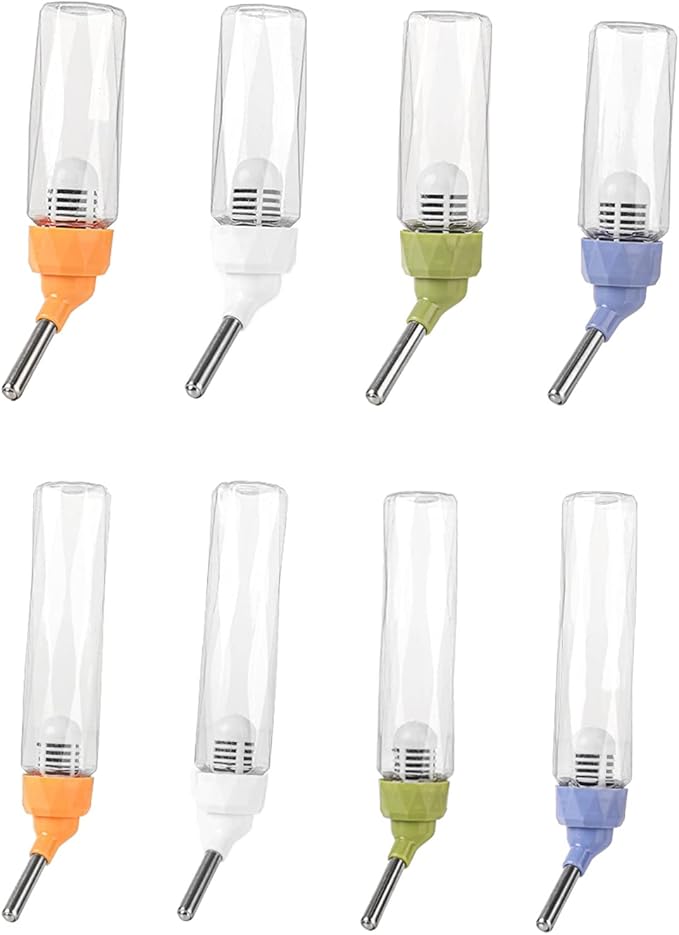 Water Bottle with Filter Leakproof Water Dispenser for Small Animals Drip Metal Nozzle - White - M