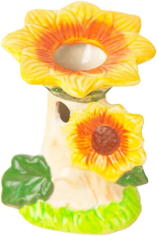 Ceramic Hamster Water Bottle with Stand & 80ML Water Bottle, Water Dispenser for Small Animal, Water Bottle Holder Auto Water Feeding Bottles for Syrian Dwarf Hamster Mice Gerbil (Sunflower Shape)