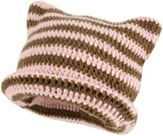 Crochet Hats for Women Cat Beanie Vintage Beanies Women Fox Hat Grunge Accessories Slouchy Beanies for Women
