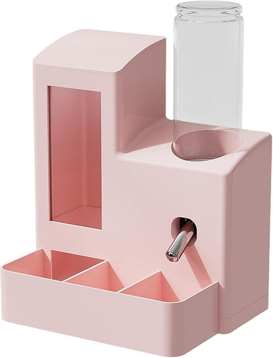 Gralara 3 in 1 Hamster Automatic Feeder Container Accessories Bowl Feeding Station Dispenser for Ferrets Patio Small Animal Terrace, Pink 120ml Bottle
