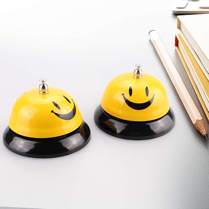 EMDMAK Call Bell, Service Bell for The Porter Kitchen Restaurant Bar Classic Concierge Hotel (3.35 Inch Diameter) (2 Pack)(Yellow)