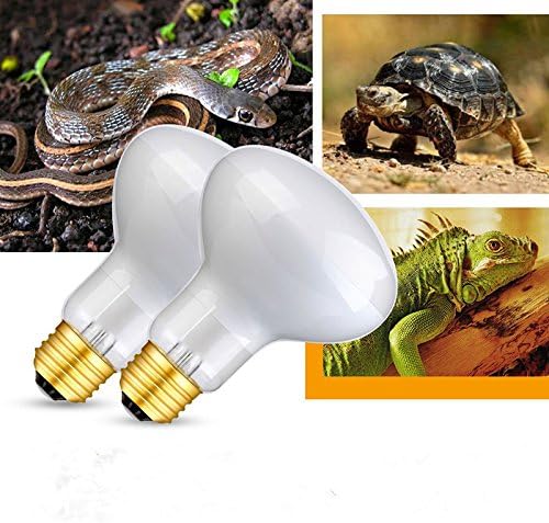 2-Pack 110V 75W Pet Heating Lamp,Basking Heat Spot Lamp, Reptile Heat Bulb for Turtle Aquarium Aquatic Reptile Lizard Heat Lighting E26/E27,White,2 Pcs