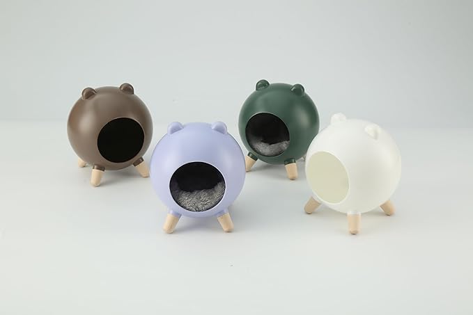 TUTU&LELE Hamster Hideout, Tiny House Hideout and Habitat, Space Elf Hiding Nest, Durable Hamster Bed with Round Thick Plush Pads, for Mice, Gerbils,Hamsters to Play, Sleep and Rest (Brown)