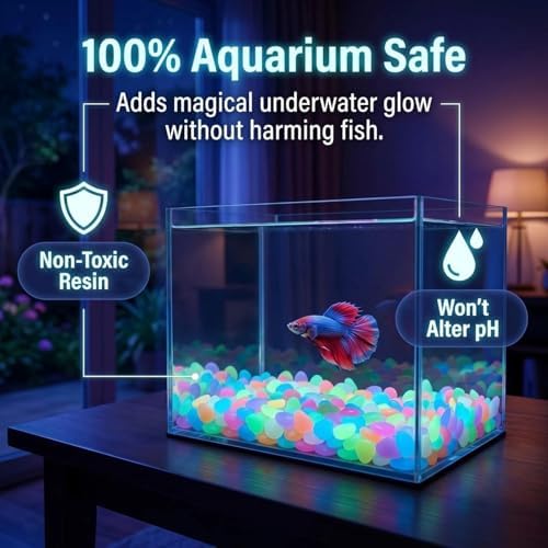 Glow in the Dark Rocks, Garden Stones Pebbles for Outdoor Stepping, Landscaping Decor, Fish Tank Aquarium Decorations (400, Multicolor)