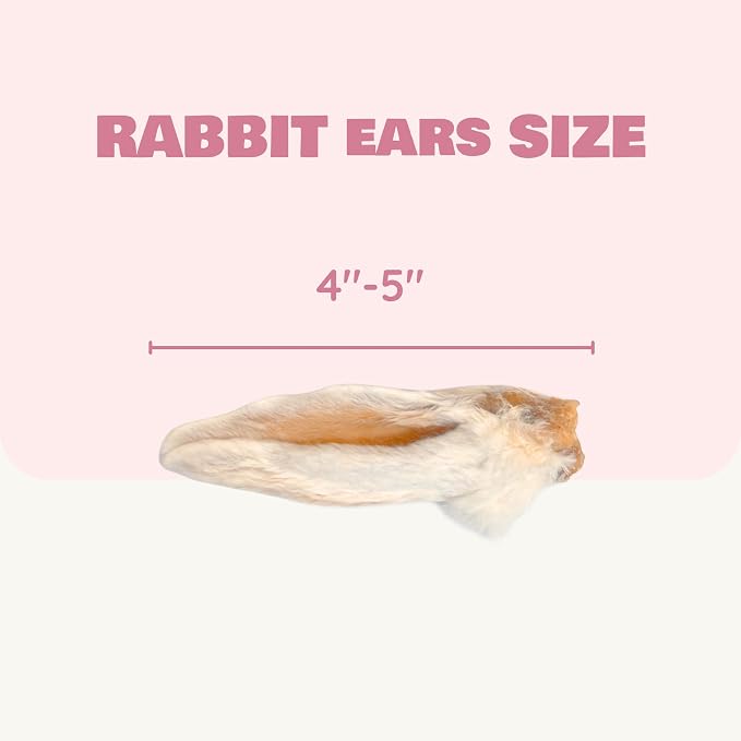 Benji & Louie Air Dried Whole Rabbit Ears with Fur - Natural Healthy Dog Treats or Dog Chews, Single Ingredient, 1.5 oz, 4 to 6 Count