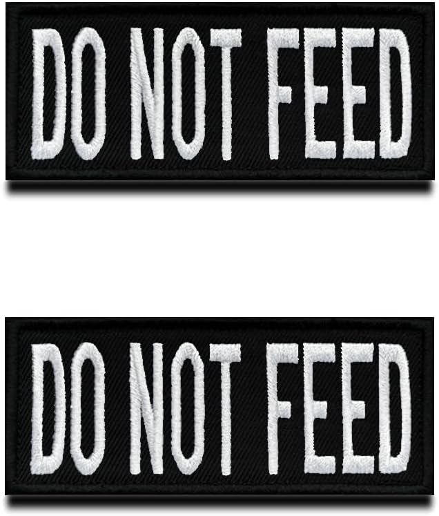 2 Pieces Do Not Feed Dog Harness/Vest Patch Tactical Military Funny Service Dog Patch Hook and Loop Embroidery Fastener Emblem - Emotional Animals Support Patch for Service Dog Guide Dog