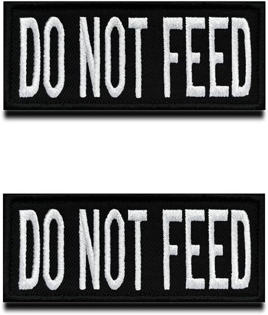 2 Pieces Do Not Feed Dog Harness/Vest Patch Tactical Military Funny Service Dog Patch Hook and Loop Embroidery Fastener Emblem - Emotional Animals Support Patch for Service Dog Guide Dog