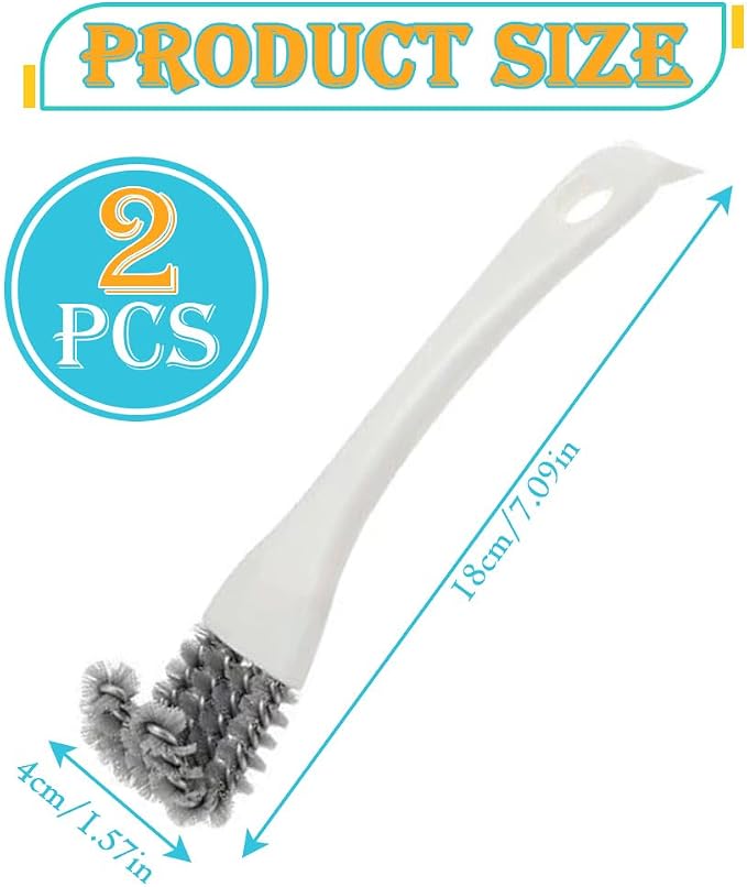 2 PCS Bird Cage Brushes with Scraper, 2-in-1 Birds Cage Cleaner Brush & Scoop with Long Handle and Curved Head for Cleaning Parrot & Pet Cages & Bird Perch (White)