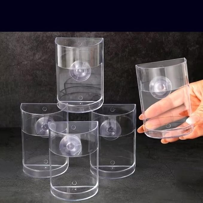 Acrylic Floating Fish Tank Feeder, Clear Arc-Shaped Aquarium Food Dispenser with Suction Cup, Prevents Water Turbidity and Food Settling