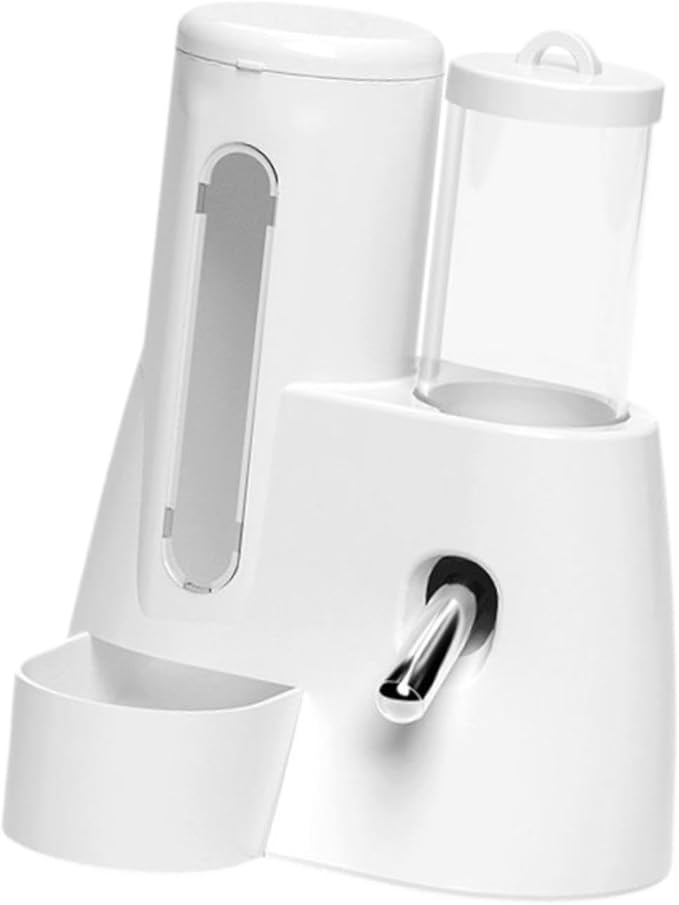 Baoblaze Automatic Hamster Feeder Food Dispenser Hamster Water Bottle Lightweight Clear Food Container for Ferrets Gerbils Chinchillas, White, 80ml