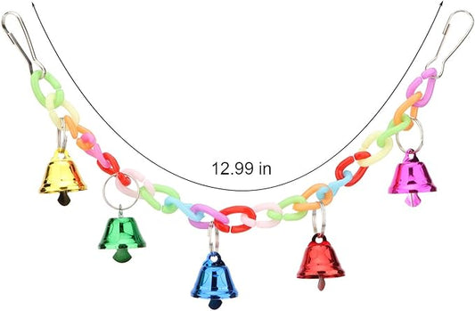 Hypeety Parrot Chew Toys Swing Colorful Bells Chandelier Bird Hanging Toy Parrot Cage Craft Toys Cages African Grey Conure Cockatiel Swing Bell