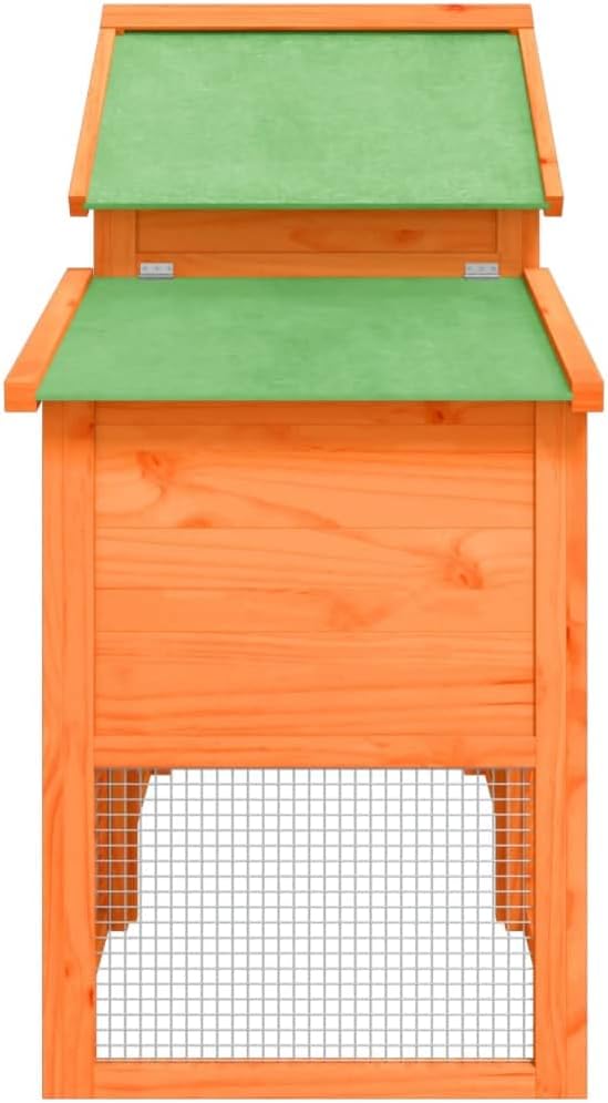 Large Chicken Coop for Backyard, Outdoor Poultry House with Nesting Box and Storage, Solid Pine Wood and Plywood Construction, Rustic Rabbit Hutch, Brown 73.4 x 23.0 x 44.5 Inch