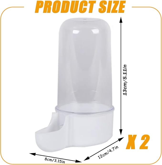 2 Pieces Bird Feeder Water Dispenser, Automatic Bird Feeder and Drinker Set for Cage, No Mess Hanging Parrot Food Bowl, Parakeet Cage Accessories for Hamsters,Pigeons,Parrot (C)
