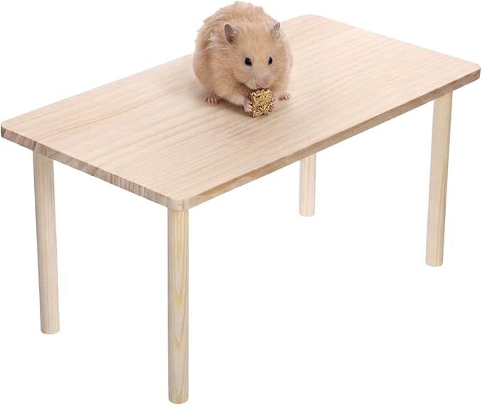 Wooden Hamster Platform, 35x18x17cm Natural Wood Resting and Climbing Surface for Small Pets, Rectangle Cage Accessory Stand for Syrian Dwarf Gerbil Mice Hamster Cage Gerbils Hamsters and Small Pets
