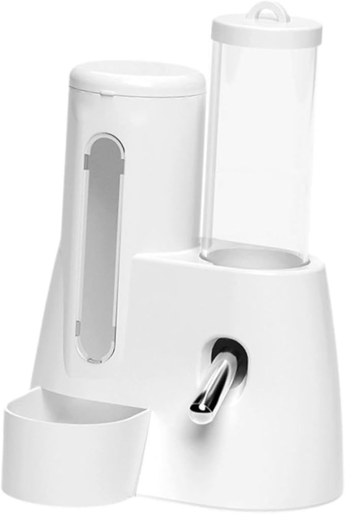 Baoblaze Automatic Hamster Feeder Food Dispenser Hamster Water Bottle Lightweight Clear Food Container for Ferrets Gerbils Chinchillas, White, 125ml