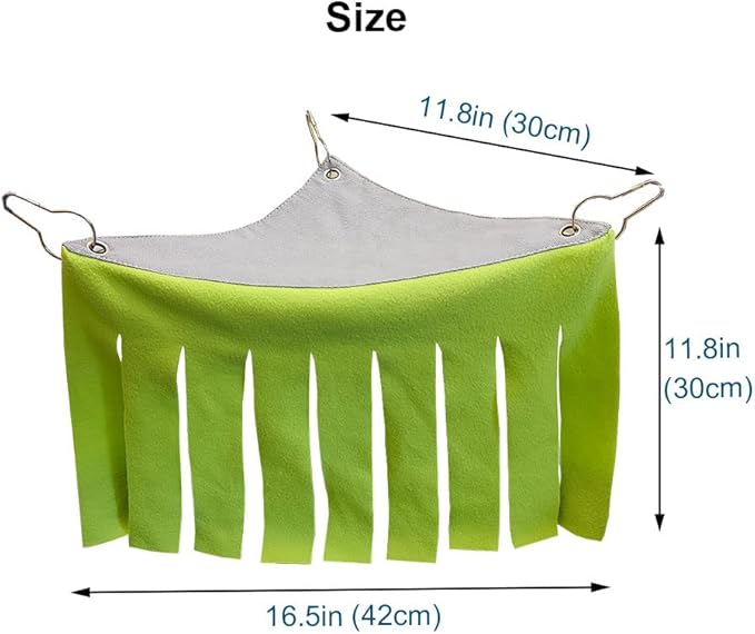 RIOUSSI Guinea Pig Hideout Hideaway Corner Fleece Toys Cage Accessories with Reversible Sides. Green+Green, Triangle