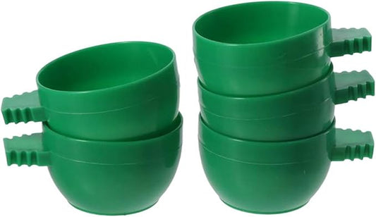 New Bird Parrot Pigeons Hamster Pet Cage Aviary Water Food Bowl Feeder Plastic Round Water Cup Hanging Drinking Feeding Bowl-5pcs