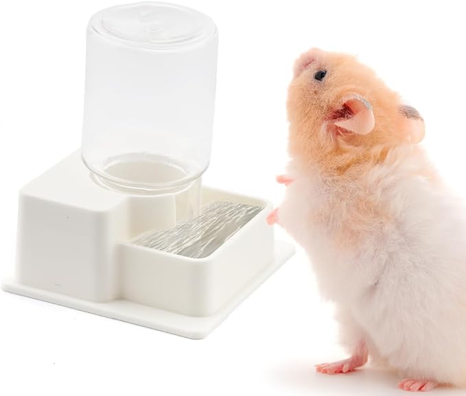 1 Pack Hamster Water Bowl Automatic Water Dispenser for Hamster Syrian Mice Gerbil Rodent (White)