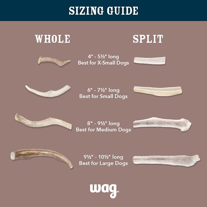 Amazon Brand – Wag Split Elk Antler, Naturally Shed, Small (Best for Dogs under 15 lbs)