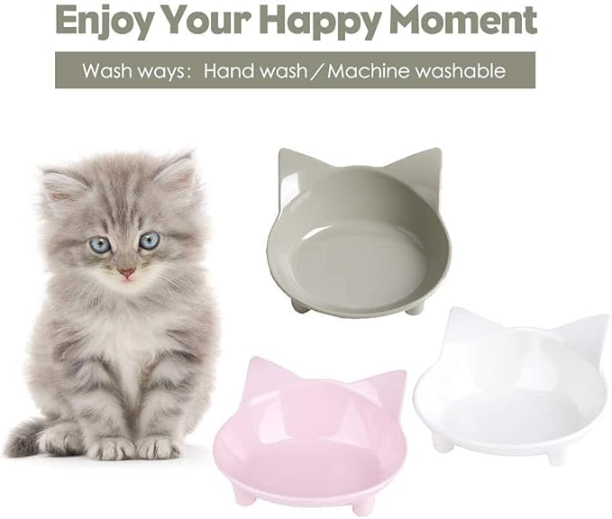 Cat & Dog Food Bowl – Non-Slip Wide Shallow Pet Dish for Whisker Fatigue Relief, Safe for Puppies & Rabbits(Safe Food-Grade)