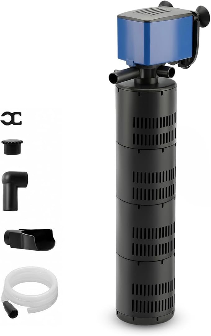 Aqua Dream 660 GPH Internal Aquarium Filter 3 in 1 Submersible Powerhead Pump with High-Volume Air Oxygenation & Sponge Filtration, 35W Adjustable Flow Water Cycling Pump for Large Fish Tanks - 3 Pcs