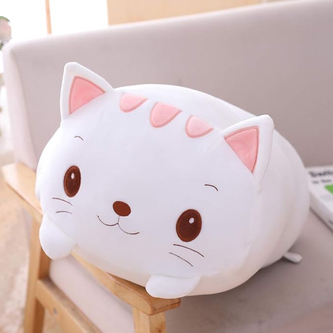 Cat Plush Stuffed Animal, Cute Cat Plushie Cylindrical Hugging Pillow Toy Gifts for Kids Birthday, Valentine, Christmas, 8inch