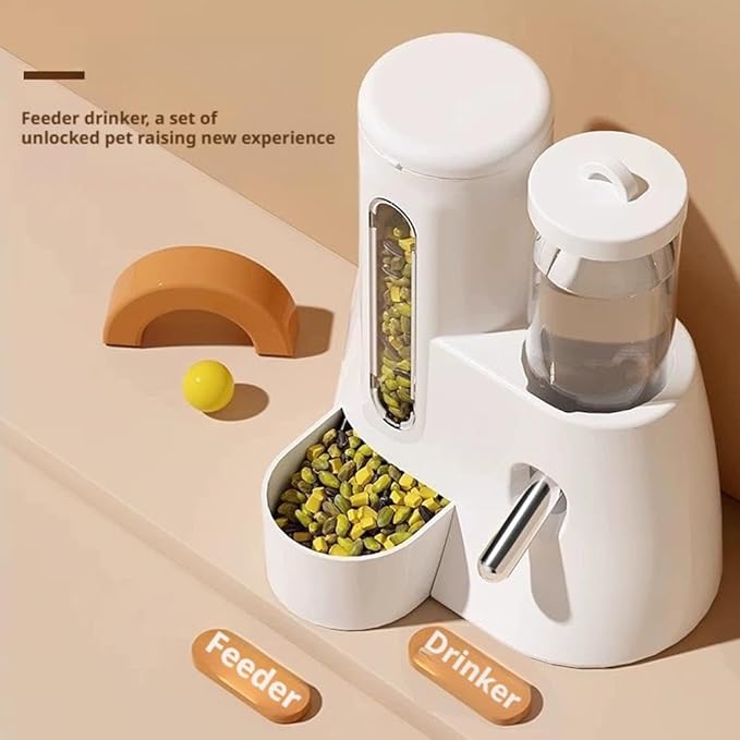 2-in-1 Hamster Water Bottle & Food Dispenser,Hamster Water Bottle,No Drip Small Animal Drink Bottle, Cage Accessories for Dwarf Hamster Squirrel Hedgehog