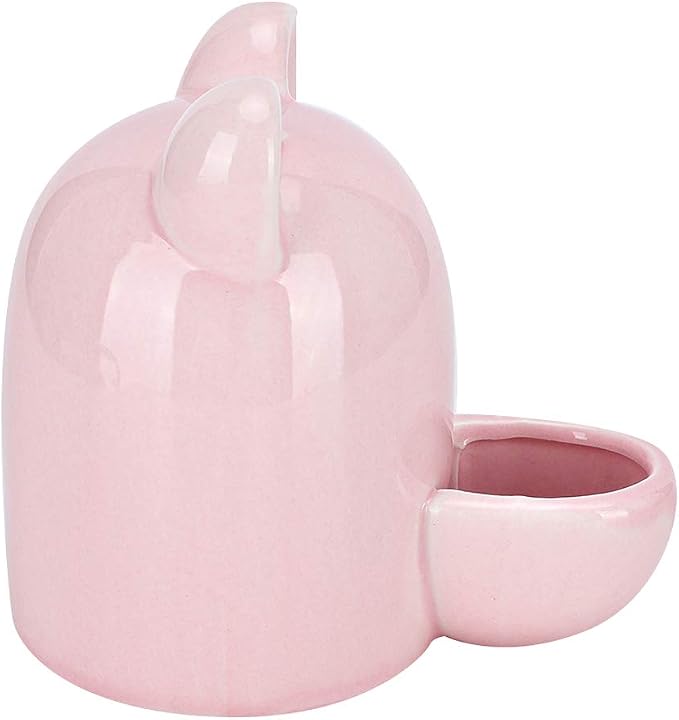 SUNGOOYUE Ceramic Feeder Hedgehog, Pink Ceramic Water Dispenser 250ml Mute Drinking Bowl, Wide Nozzle Small Animal Hydration Feeder for Hamsters Rabbits Guinea Pigs
