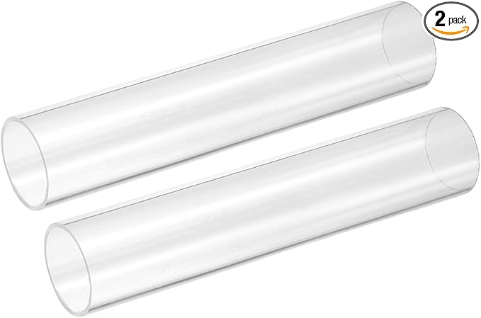 uxcell 2Pcs Clear Rigid Acrylic Pipe, 36mm(1.42") ID x 40mm(1.57") OD 12" Round Polycarbonate Tube Plastic Tubing for Plumbing, Lighting, Aquarium, DIY Projects