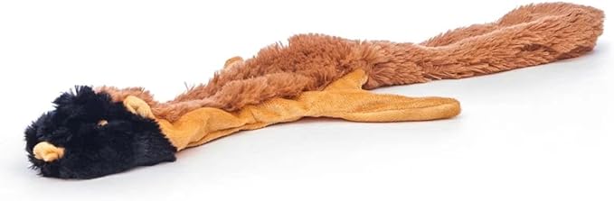 Jeffers Pet Thinnies Unstuffed No Squeaker w/Rope Dog Toy – 21" Plush Chipmunk, Flat Stuffing Free Chew Toy for Small, Medium & Large Dogs – Soft, Interactive Play, Fetch, Tug, Training, Teething