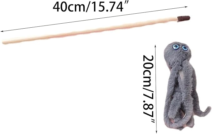 Lovely Cat Toy Funny Simulation Fish Furry Octopus Funny Exercise Teaser Stick Toy for Kitten with Furry Pendant, 40cm, Purple