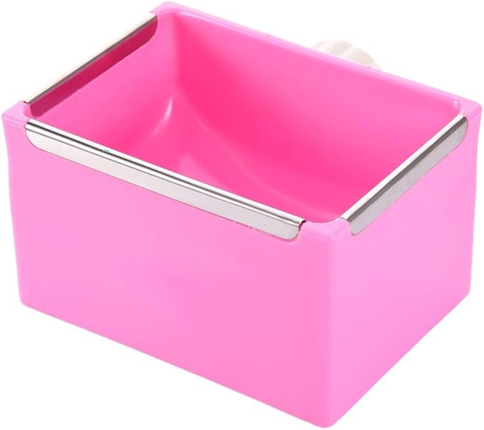 Hypeety Hamster Food Bowl Small Pet Feeder Food Water Bowl Fixable Plastic Hamster Food and Water Bowl Dispenser Durable Cage Bowl Feeder for Hamster Guinea Pig Rabbit Small Animals(Pink)